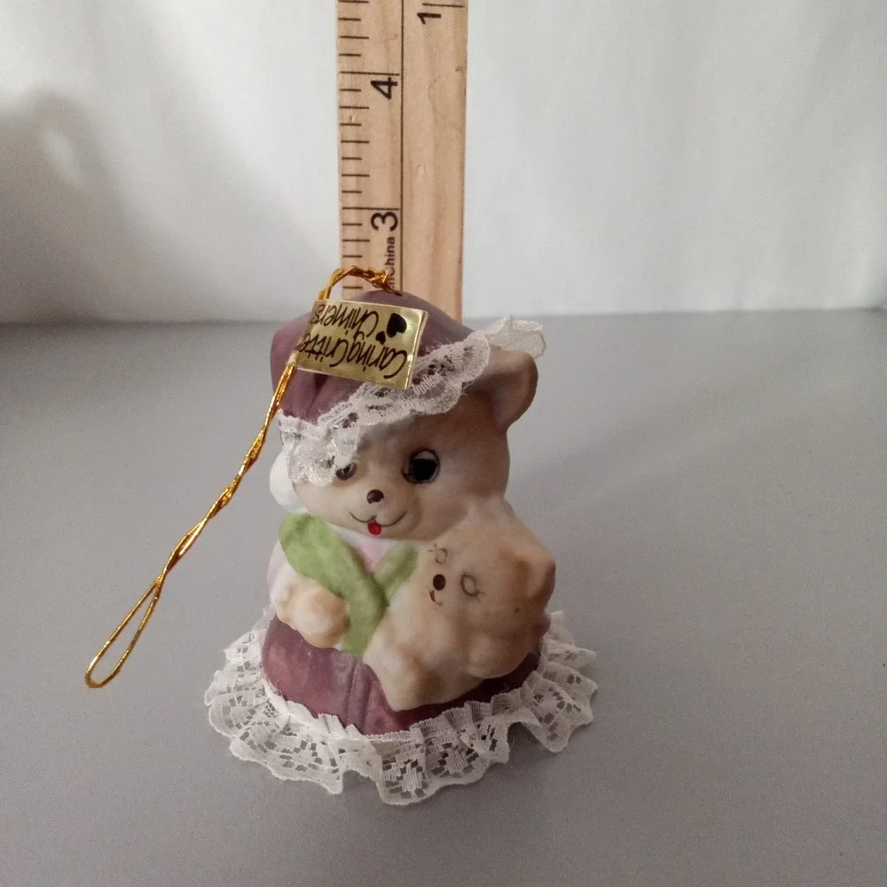Jasco Caring Critter Chimers Vintage Porcelain Bear Bell Ornament Hand Painted